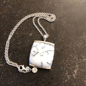 Dendritic Agate large cushion pendant necklace